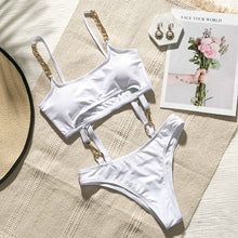 Load image into Gallery viewer, Chain sexy white swimsuit o