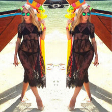 Load image into Gallery viewer, Black Sheer Sexy Beach Cover Up