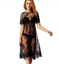 Load image into Gallery viewer, Black Sheer Sexy Beach Cover Up